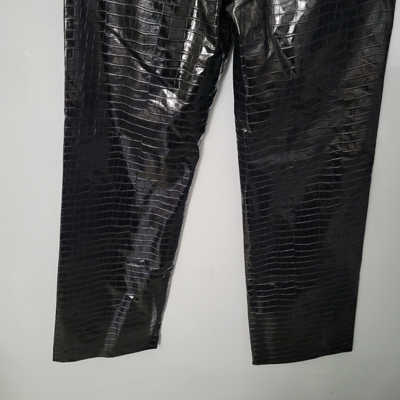 Rotate Birger Christensen Black Croc Embossed Straight Leg Rotie Pants NWT - Picture 10 of 14